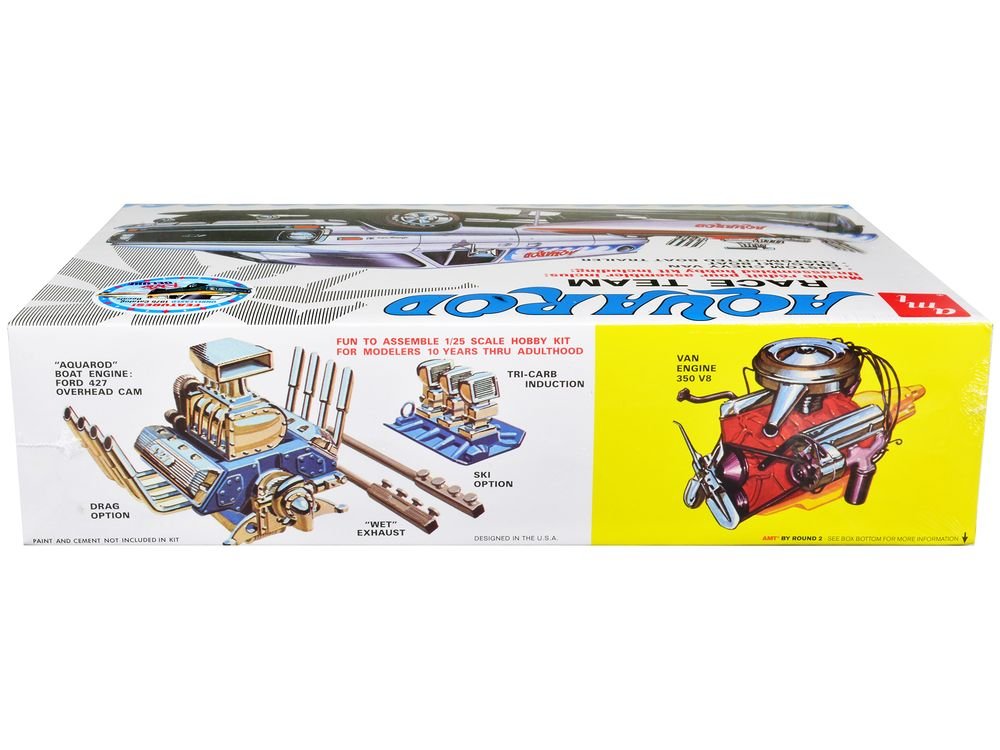Skill 2 Model Kit Chevrolet Custom Van with Drag/Ski Boat and Trailer "Aqua Rod Race Team" 1/25 Scale Model by AMT view 2