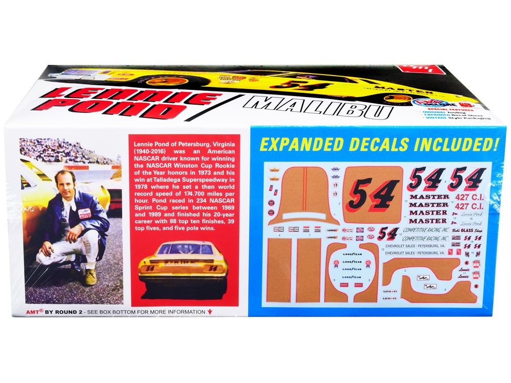 Skill 2 Model Kit 1974 Chevrolet Malibu Stock Car #54 Lennie Pond 1/25 Scale Model by AMT view 3