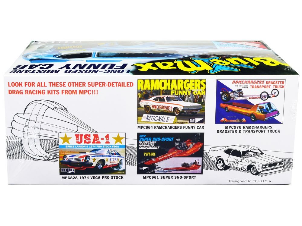 Skill 2 Model Kit "Blue Max" Long Nose Mustang Funny Car 1/25 Scale Model Car by MPC view 2