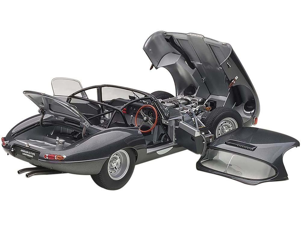Jaguar Lightweight E Type Roadster RHD (Right Hand Drive) Dark Gray 1/18 Model Car by Autoart view 2