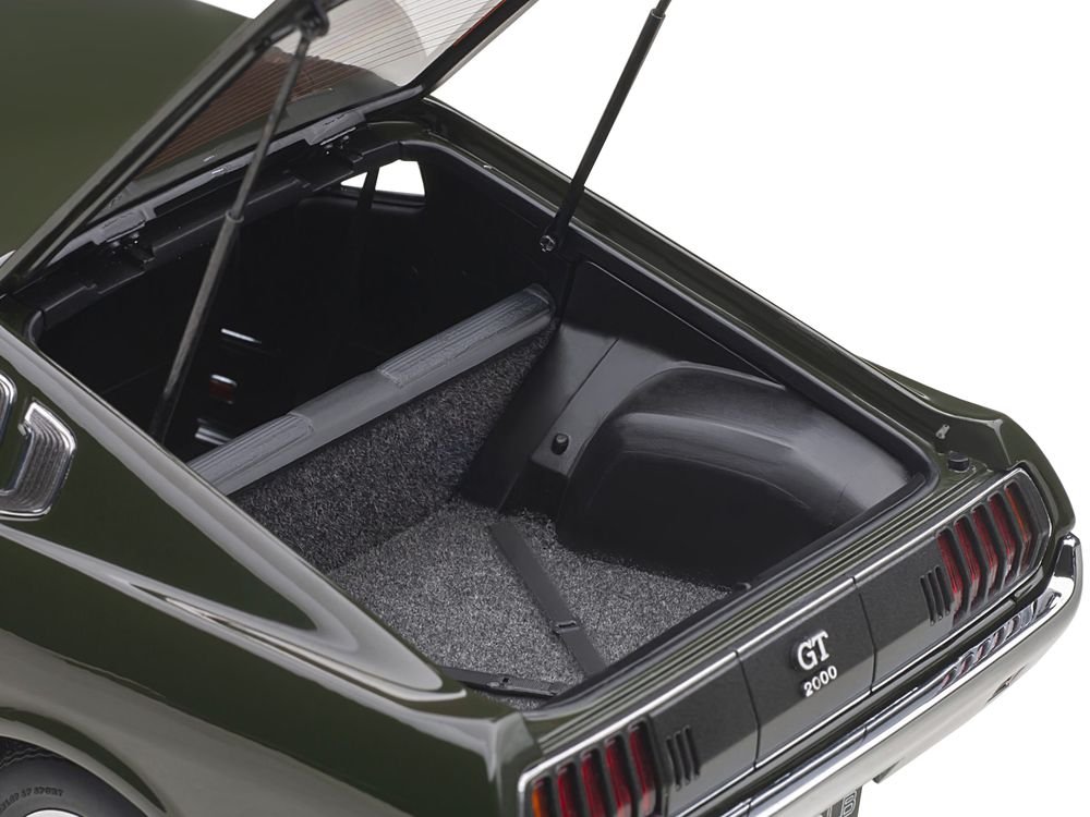1973 Toyota Celica Liftback 2000GT (RA25) RHD (Right Hand Drive) Moss Green 1/18 Model Car by Autoart view 3
