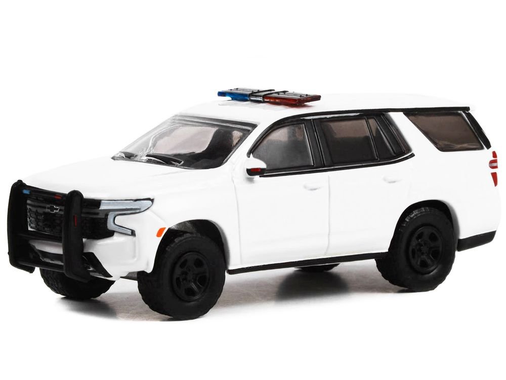 2022 Chevrolet Tahoe Police Pursuit Vehicle (PPV) White "Hot Pursuit" "Hobby Exclusive" Series 1/64 Diecast Model Car by Greenlight view 2