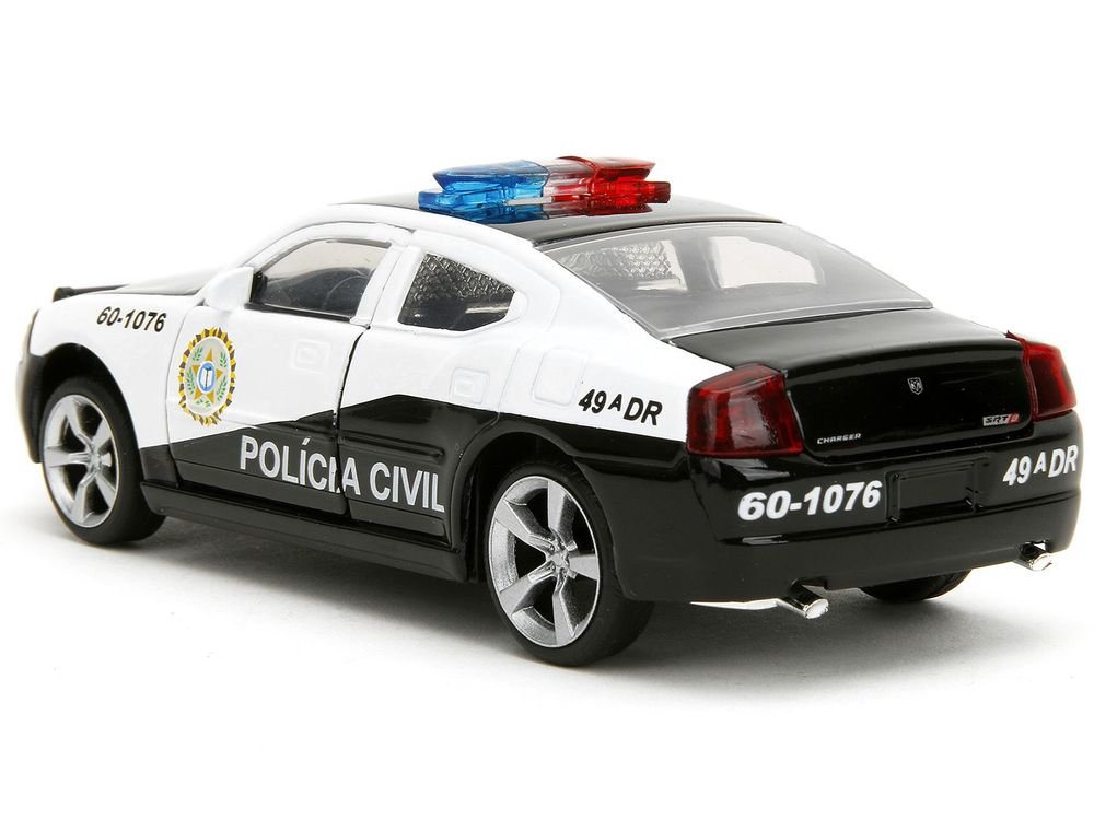 2006 Dodge Charger Police Black and White "Policia Civil" "Fast & Furious" Series 1/32 Diecast Model Car by Jada view 5