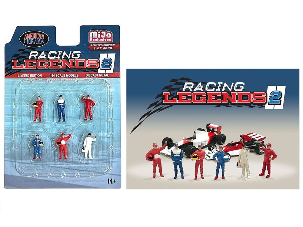"Racing Legends 2" 6 piece Diecast Set (6 Driver Figures) Limited Edition to 4800 pieces Worldwide for 1/64 Scale Models by American Diorama view 2
