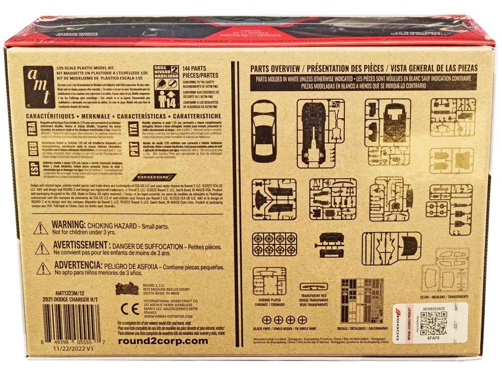 Skill 2 Model Kit 2021 Dodge Charger R/T 1/25 Scale Model by AMT view 4