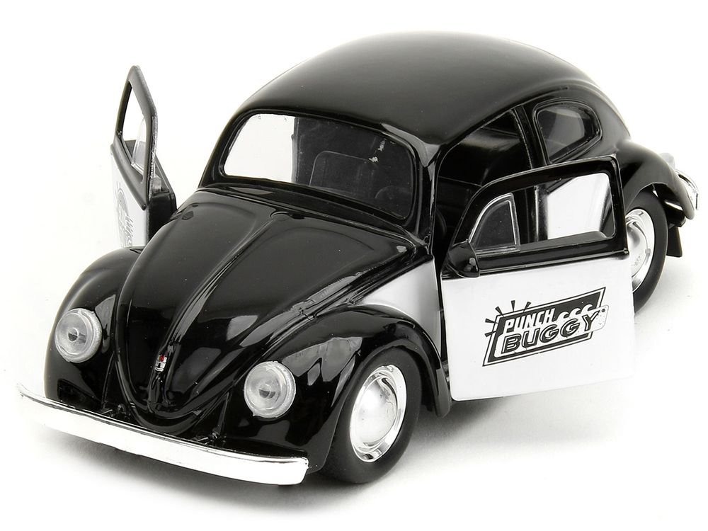 1959 Volkswagen Beetle "Punch Buggy" Black and White and Boxing Gloves Accessory "Punch Buggy" Series 1/32 Diecast Model Car by Jada view 3