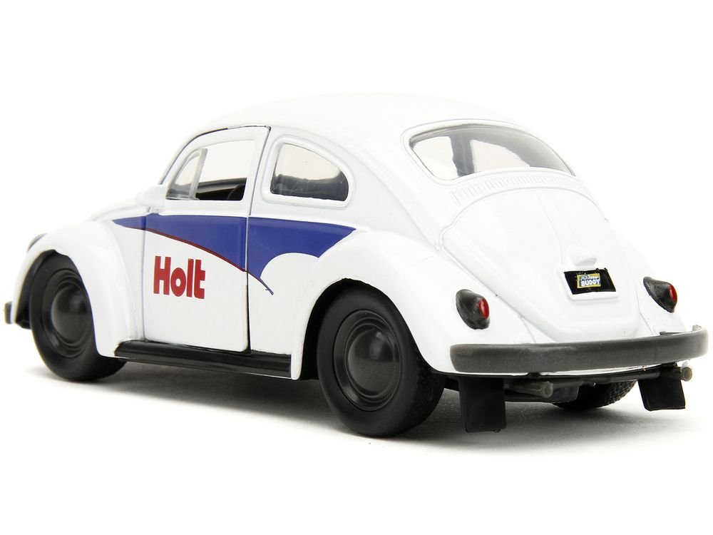 1959 Volkswagen Beetle "Holt" White with Blue Graphics and Boxing Gloves Accessory "Punch Buggy" Series 1/32 Diecast Model Car by Jada view 5