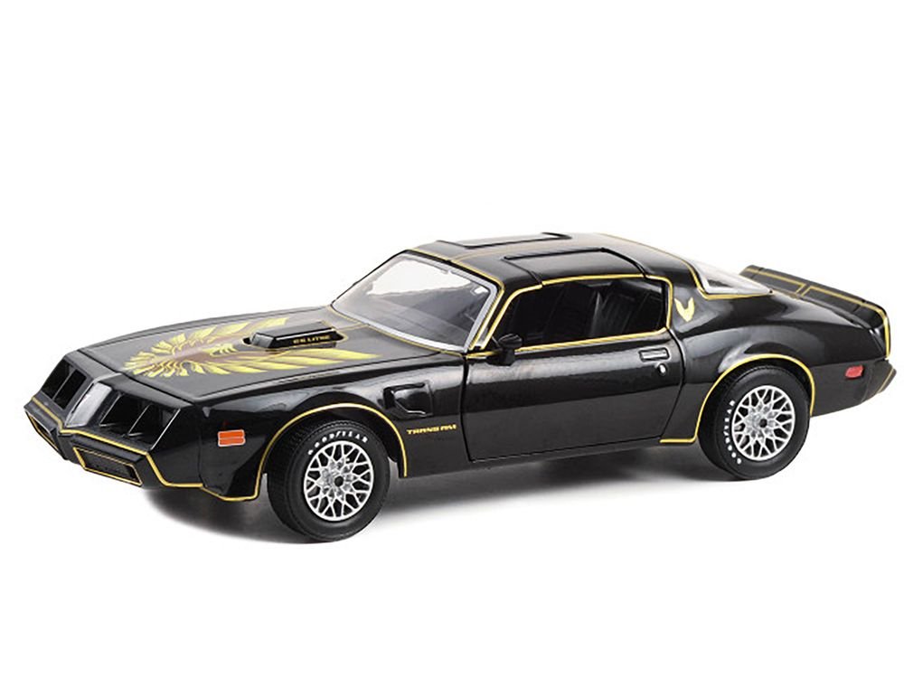 1979 Pontiac Firebird T/A Trans Am Black with Hood Phoenix "Rocky II" (1979) Movie 1/24 Diecast Model Car by Greenlight view 2