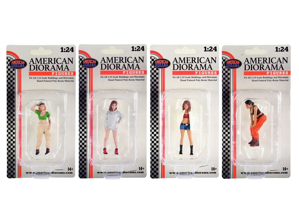 "Hip Hop Girls" 4 Piece Figure Set for 1/24 Scale Models by American Diorama view 6