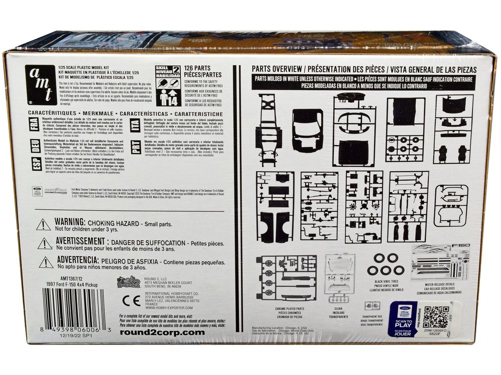 Skill 2 Model Kit 1997 Ford F-150 4X4 Pickup Truck 1/25 Scale Model by AMT view 4