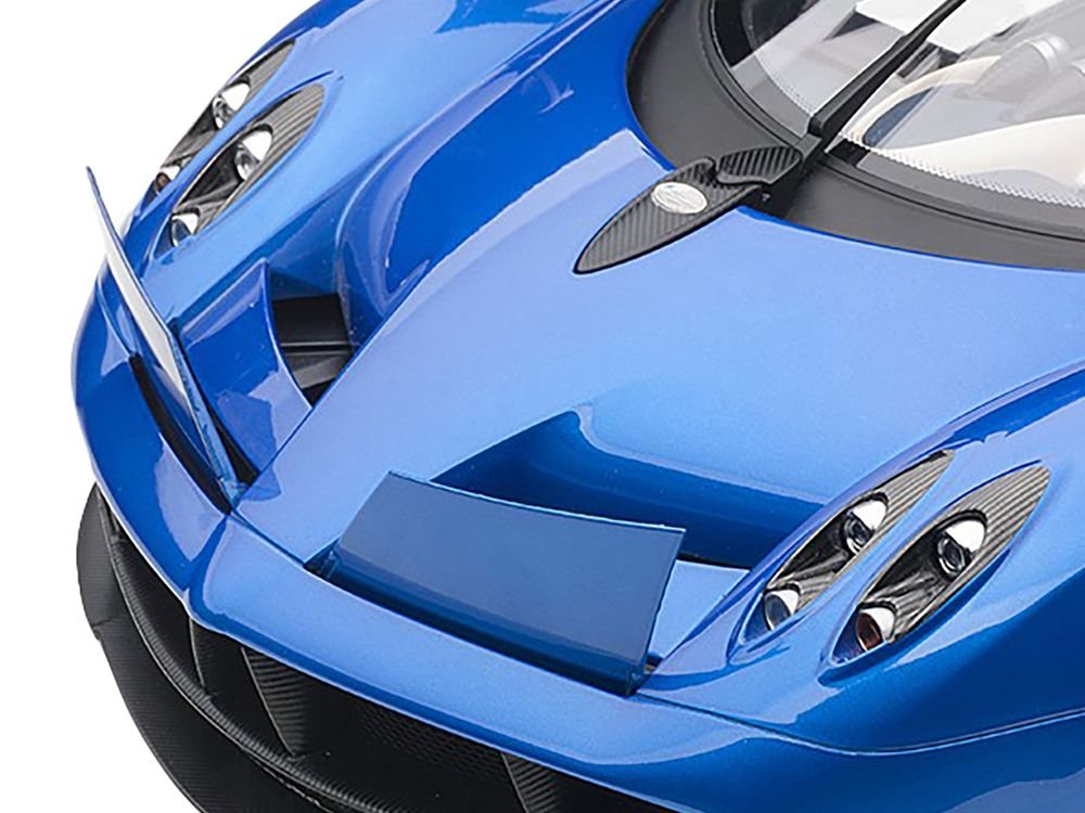 Pagani Huayra Metallic Blue with Black Top and Silver Wheels 1/12 Model Car by Autoart view 2