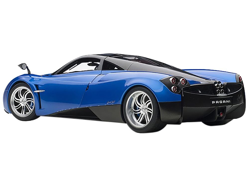 Pagani Huayra Metallic Blue with Black Top and Silver Wheels 1/12 Model Car by Autoart view 5