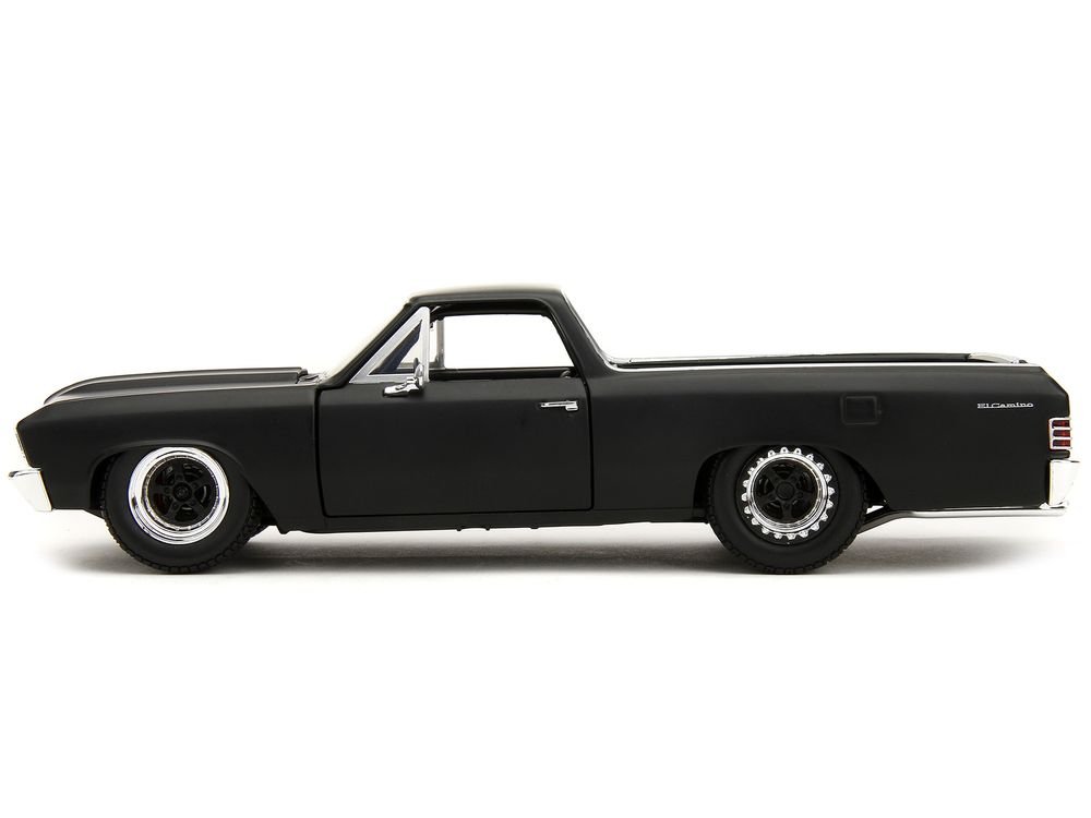 1967 Chevrolet El Camino Matt Black "Fast & Furious" Series 1/24 Diecast Model Car by Jada view 3