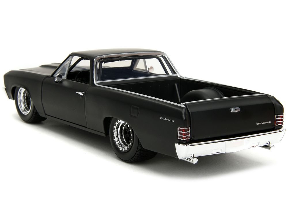 1967 Chevrolet El Camino Matt Black "Fast & Furious" Series 1/24 Diecast Model Car by Jada view 5