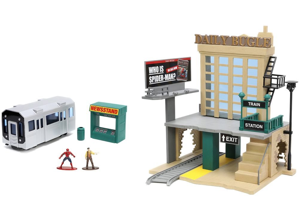 "Daily Bugle" and Subway Diorama Set with Spider-Man and J. Jonah Jameson Diecast Figures "Marvel's Spider-Man" "Nano Scene" Series Models by Jada view 2