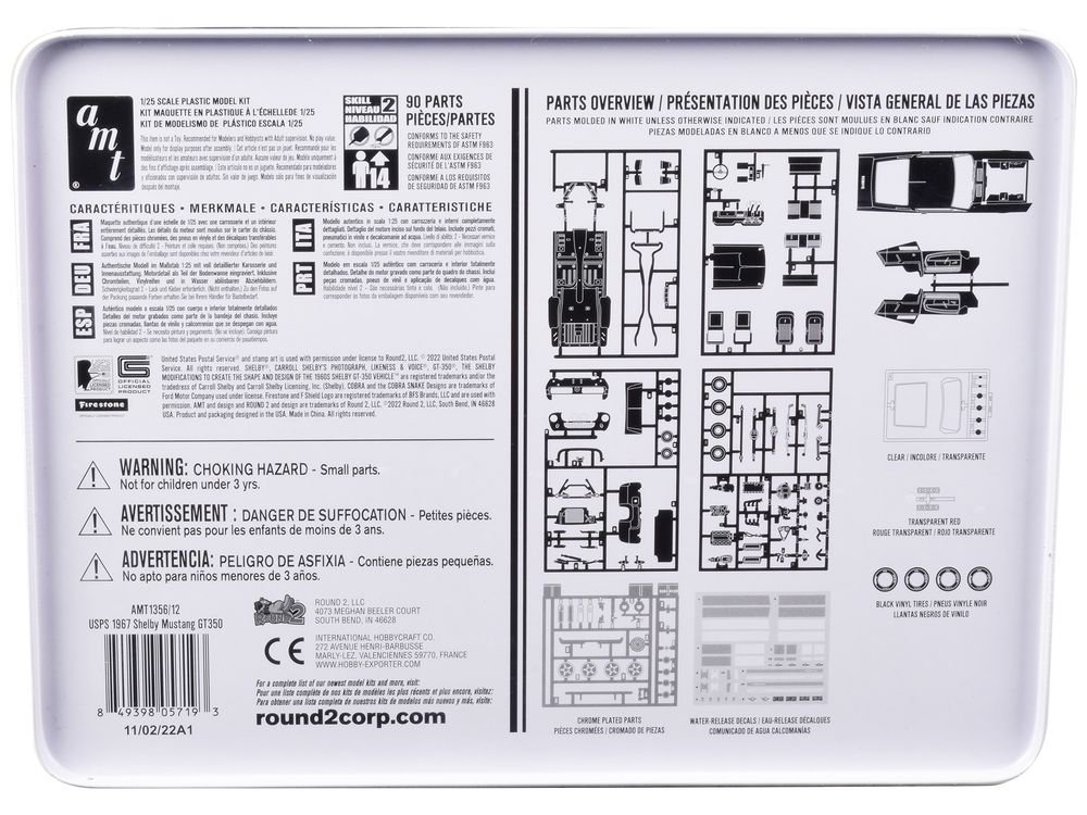 Skill 2 Model Kit 1967 Shelby Mustang GT350 USPS (United States Postal Service) "Auto Art Stamp Series" 1/25 Scale Model by AMT view 4