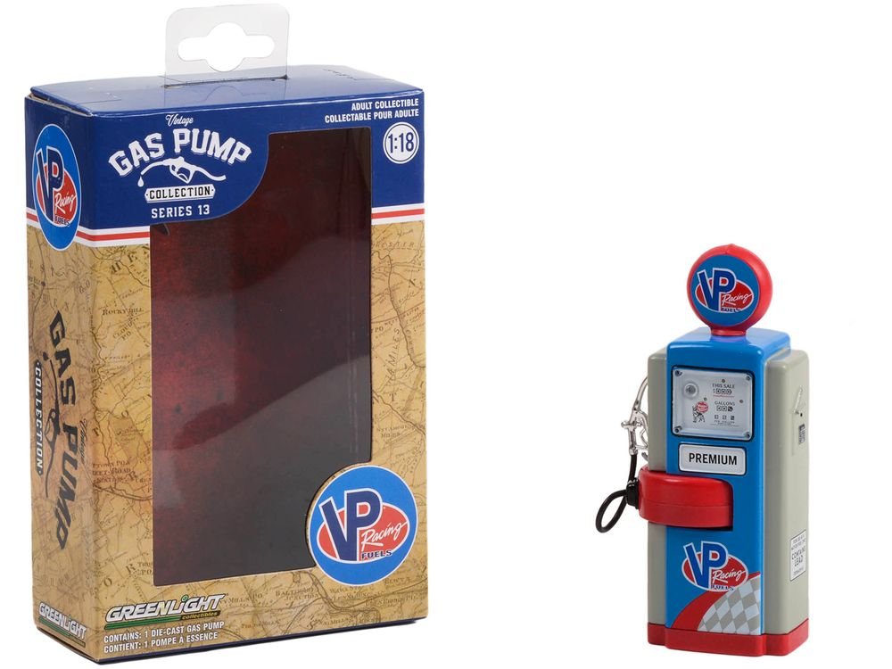 1948 Wayne 100-A Gas Pump "VP Racing Fuels" Blue and Gray "Vintage Gas Pumps" Series 13 1/18 Diecast Model by Greenlight view 2