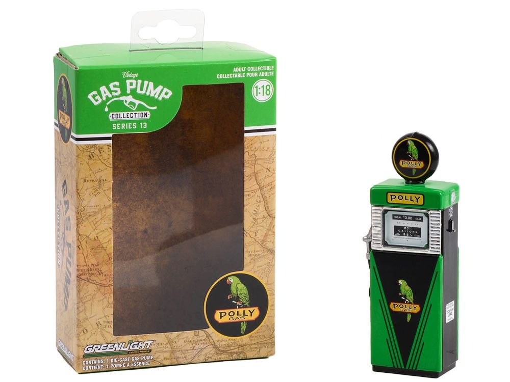 1951 Wayne 505 Gas Pump "Polly Gas" Green and Black "Vintage Gas Pumps" Series 13 1/18 Diecast Model by Greenlight view 2