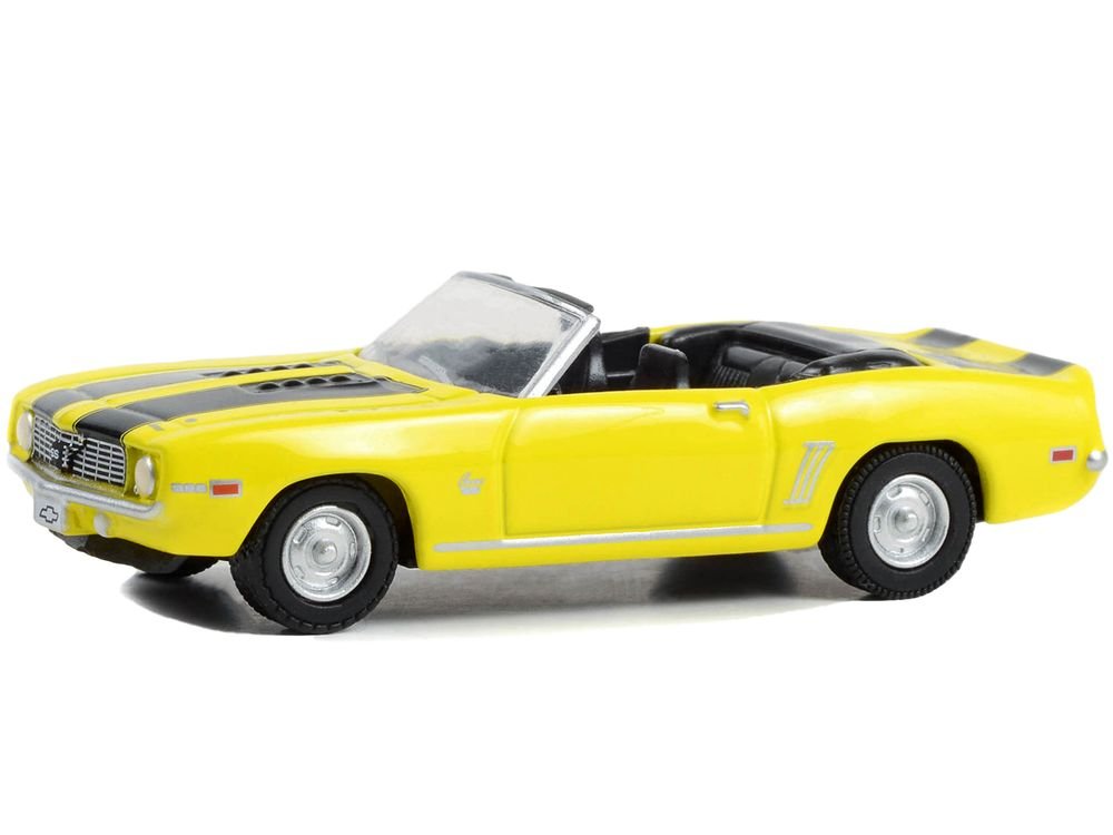 1969 Chevrolet Camaro SS Convertible Yellow with Black Stripes "17th Annual Woodward Dream Cruise Featured Heritage Vehicle" (2011) "Woodward Dream Cruise" Series 1 1/64 Diecast Model Car by Greenlight view 3