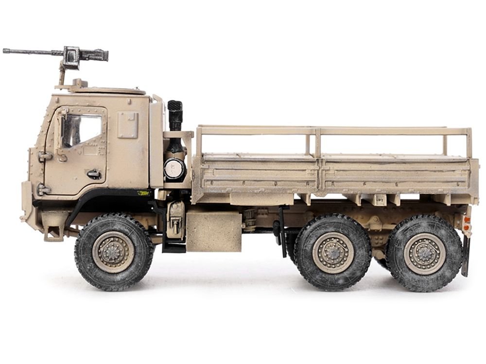 M1083 MTV (Medium Tactical Vehicle) Armored Cab Cargo Truck with Turret Desert Camouflage "US Army" "Armor Premium" Series 1/72 Diecast Model by Panzerkampf view 2