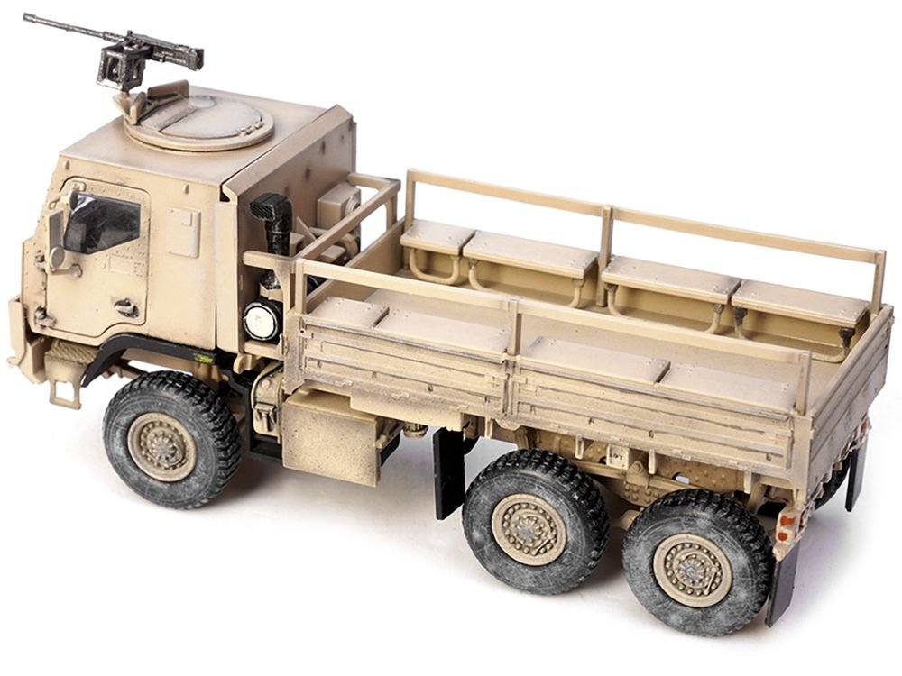 M1083 MTV (Medium Tactical Vehicle) Armored Cab Cargo Truck with Turret Desert Camouflage "US Army" "Armor Premium" Series 1/72 Diecast Model by Panzerkampf view 4