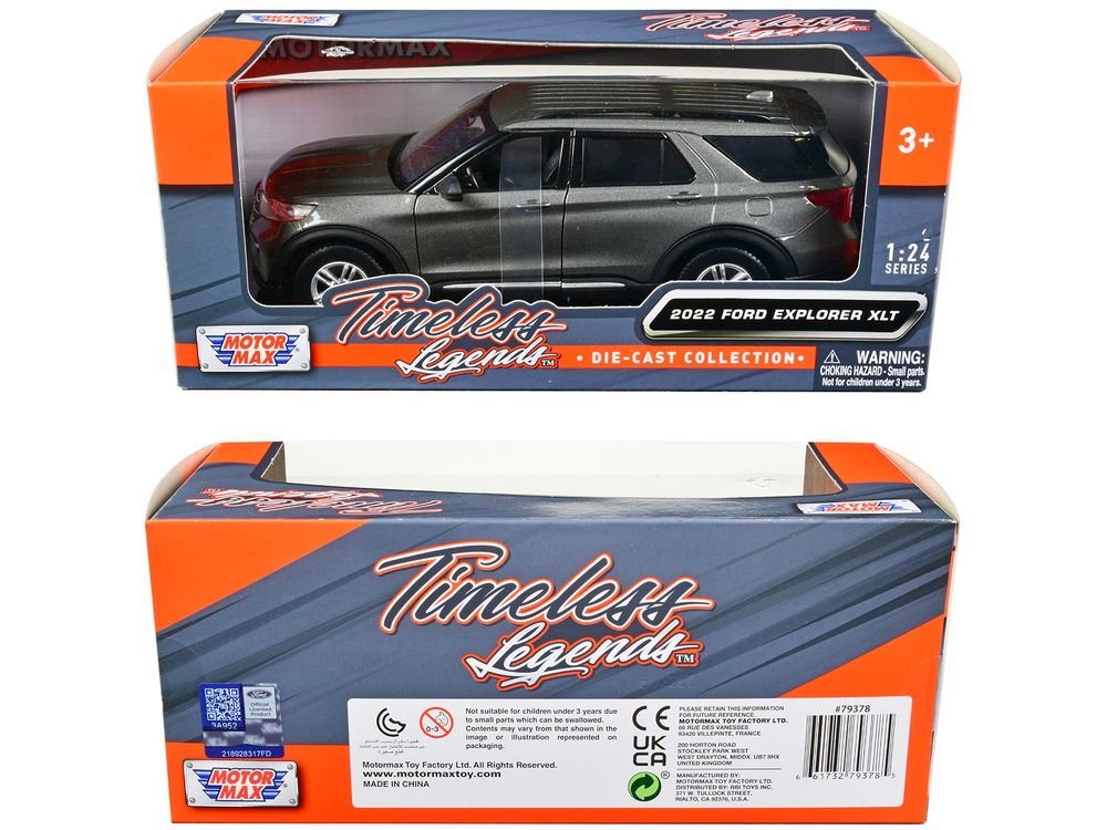 2022 Ford Explorer XLT Gray Metallic "Timeless Legends" Series 1/24 Diecast Model Car by Motormax view 3