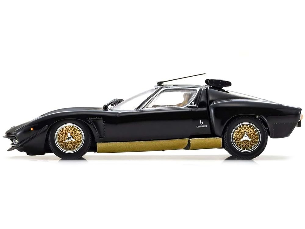 Lamborghini Miura SVR Black with Gold Accents and Wheels 1/43 Diecast Model Car by Kyosho view 4