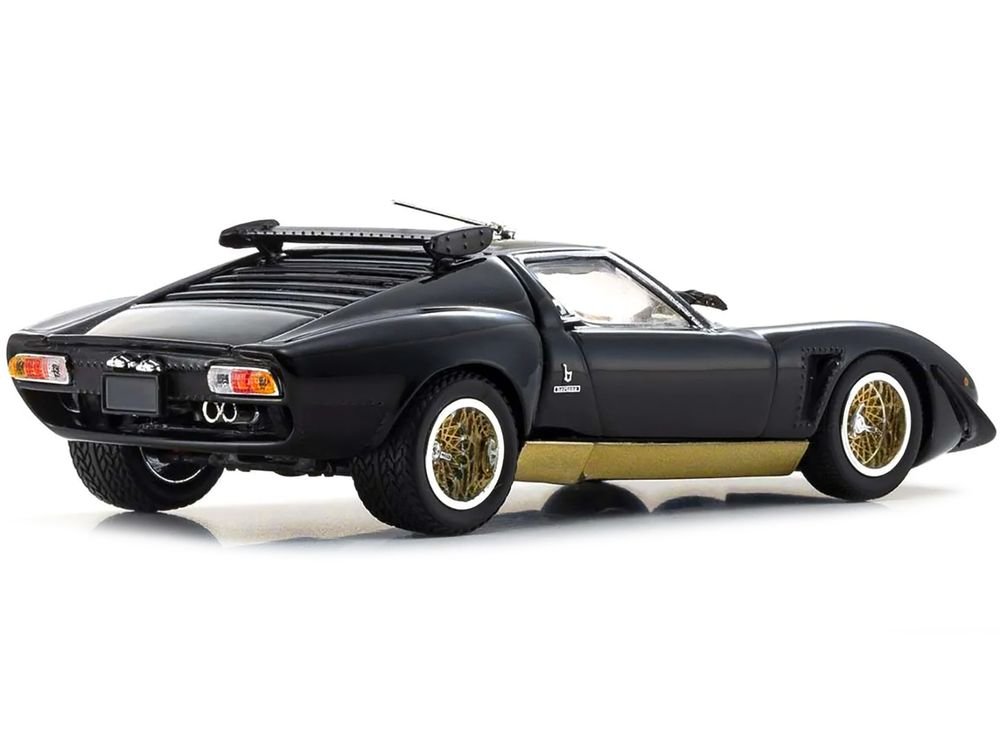 Lamborghini Miura SVR Black with Gold Accents and Wheels 1/43 Diecast Model Car by Kyosho view 5