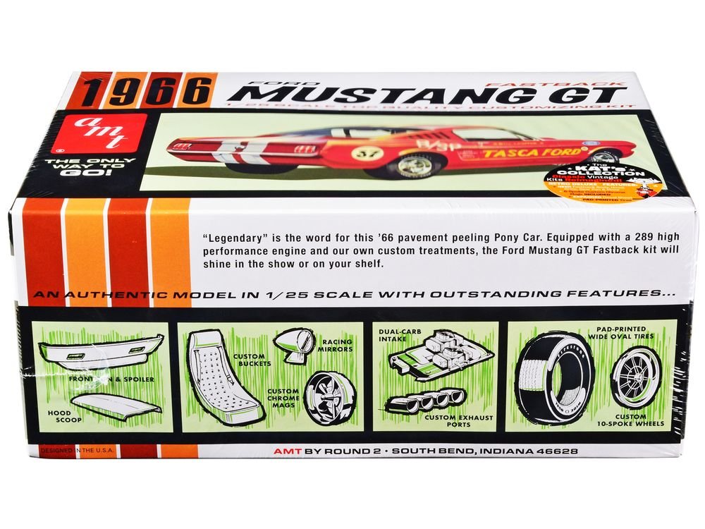 Skill 2 Model Kit 1966 Ford Mustang GT Fastback 1/25 Scale Model by AMT view 2