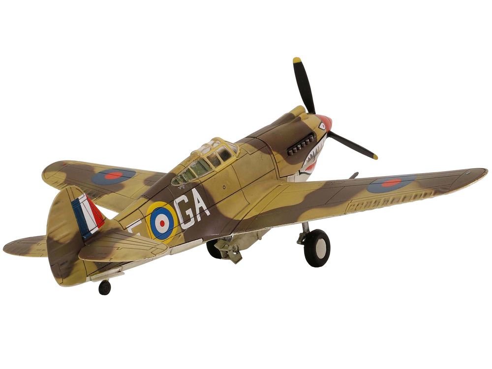 Curtiss P-40B Tomahawk MK IIB Aircraft Fighter "112 Squadron (Royal Air Force) AK402 GA-F North Africa" (October 1941) "WW2 Aircrafts Series" 1/72 Diecast Model by Forces of Valor view 2