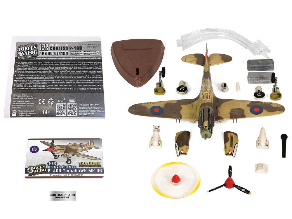Curtiss P-40B Tomahawk MK IIB Aircraft Fighter "112 Squadron (Royal Air Force) AK402 GA-F North Africa" (October 1941) "WW2 Aircrafts Series" 1/72 Diecast Model by Forces of Valor view 5