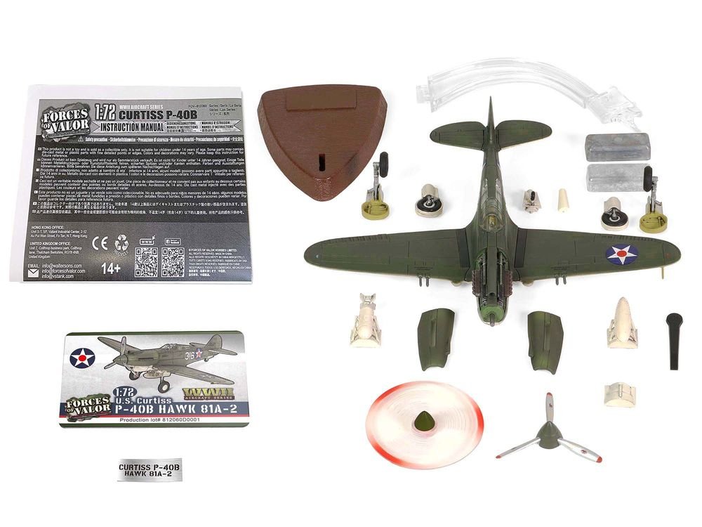 Curtiss P-40B HAWK 81A-2 (P-8127) Aircraft Fighter "47th Pursuit Squadron (15th Pursuit Group) Serial : 316/15P Hawaiian Islands Pearl Habor" (7 December 1941) "WW2 Aircrafts Series" 1/72 Diecast Model by Forces of Valor view 5