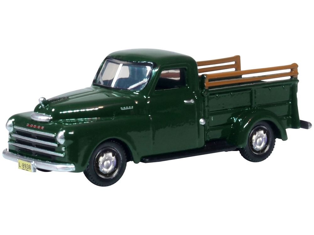 1948 Dodge B-1B Pickup Truck Dark Green 1/87 (HO) Scale Diecast Model Car by Oxford Diecast view 2
