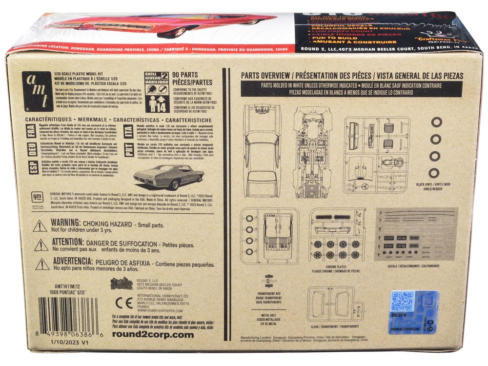 Skill 2 Model Kit 1968 Pontiac GTO Hardtop "Craftsman Plus" Series 1/25 Scale Model by AMT view 4