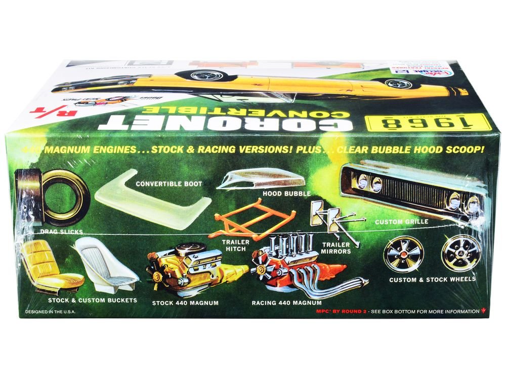 Skill 2 Model Kit 1968 Dodge Coronet R/T Convertible with Haul-Away Trailer 1/25 Scale Model by MPC view 3