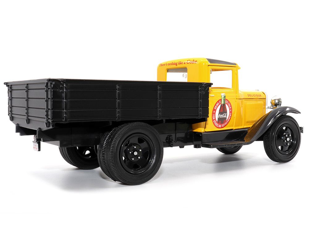 1931 Ford Model AA Pickup Truck Yellow and Black "Drink it Ice Cold for Sparkling Refreshment - Coca-Cola" 1/24 Diecast Model Car by Motor City Classics view 4