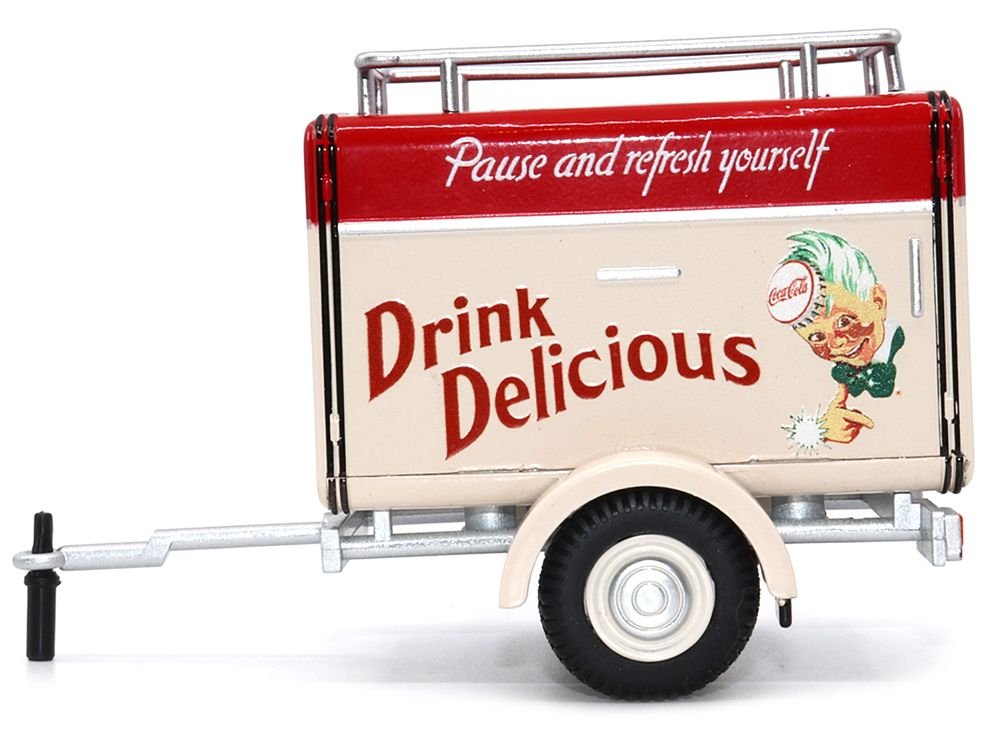 Travel Trailer Cream with Red Top "Pause and Refresh Yourself Drink Delicious Coca-Cola" 1/24 Diecast Model Car by Motor City Classics view 2
