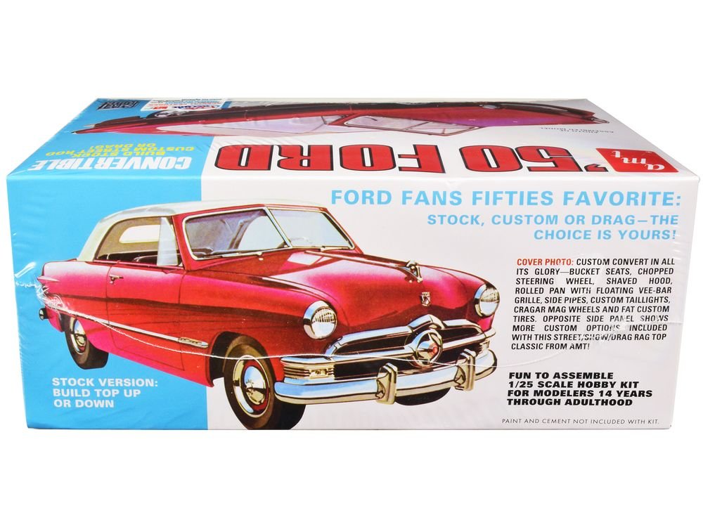 Skill 2 Model Kit 1950 Ford Convertible "Street Rods" 3-in-1 Kit 1/25 Scale Model by AMT view 2