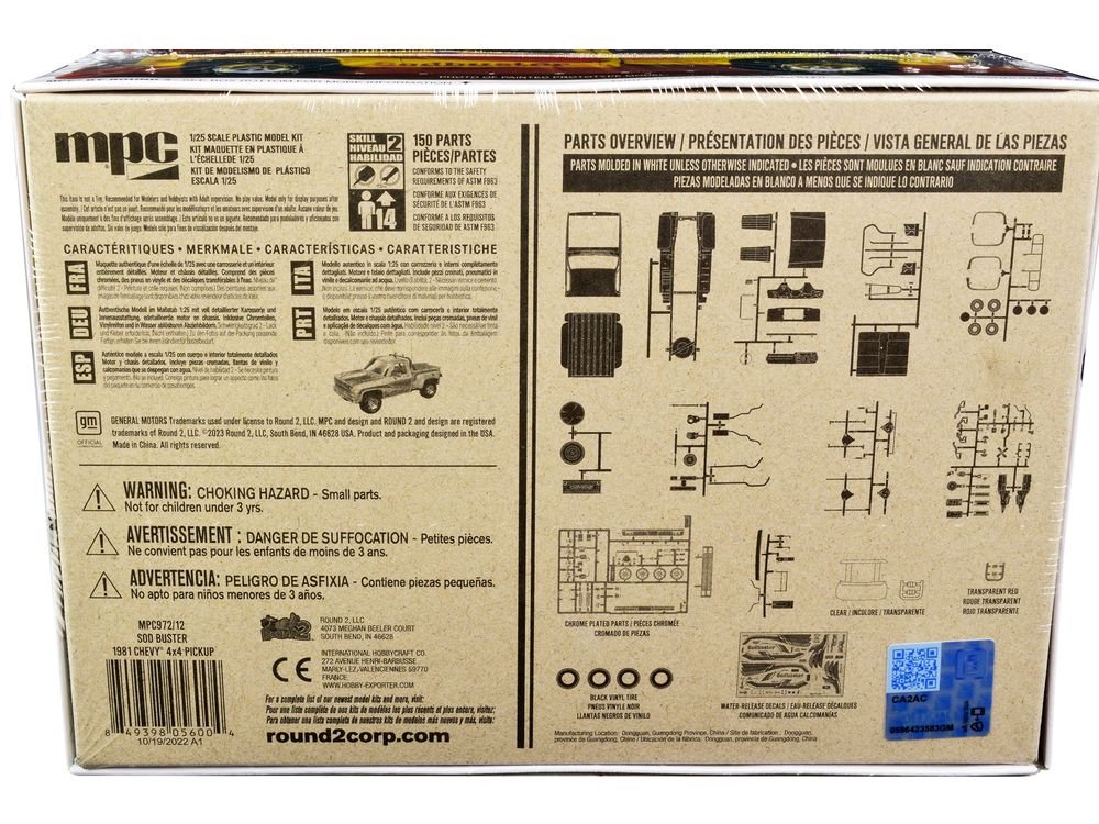 Skill 2 Model Kit 1981 Chevrolet 4x4 Stepside Pickup Truck "Sod Buster" 1/25 Scale Model by MPC view 4