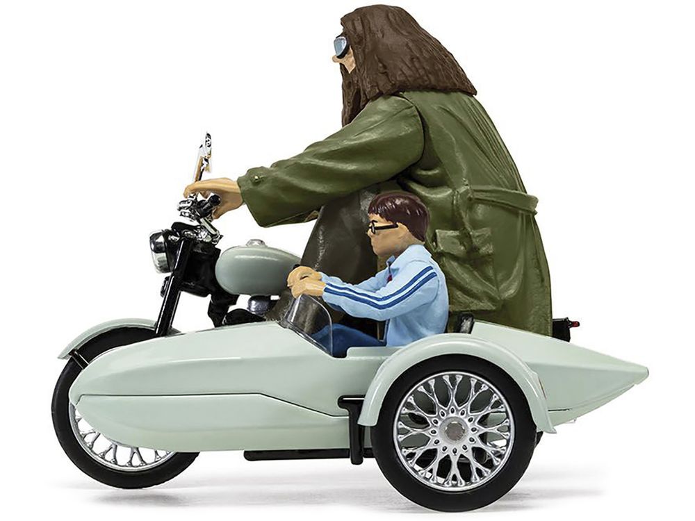 Motorcycle and Sidecar Light Green with Harry and Hagrid Figures "Harry Potter and the Deathly Hallows Part 1" (2010) Movie Diecast Motorcycle Model  by Corgi view 2