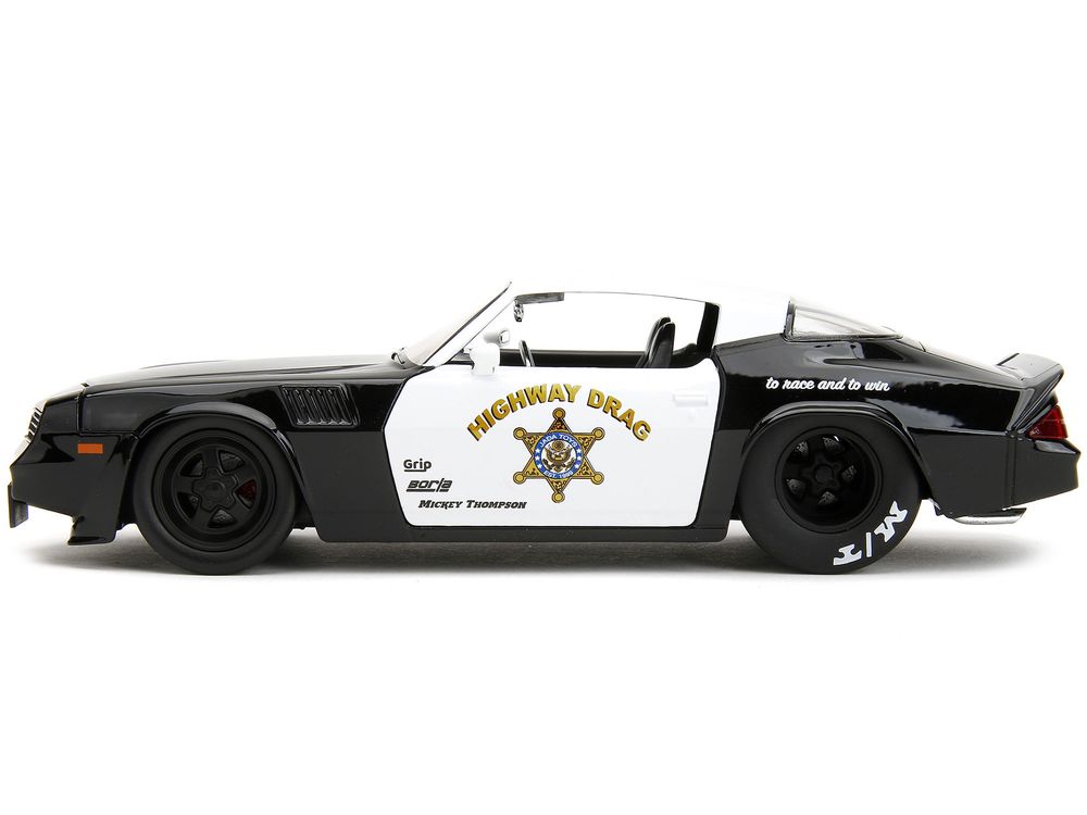 1979 Chevrolet Camaro Z28 Police Black and White "Highway Drag" "Bigtime Muscle" Series 1/24 Diecast Model Car by Jada view 3