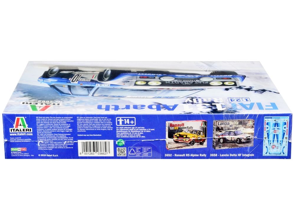 Skill 3 Model Kit Fiat 131 Abarth Rally #10 Winner "Montecarlo Rally" (1980) 1/24 Scale Model by Italeri view 3