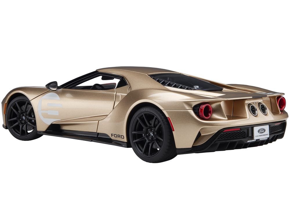 Ford GT Heritage Edition #5 "Holman Moody" Gold Metallic with Red and White Graphics 1/18 Model Car by Autoart view 5