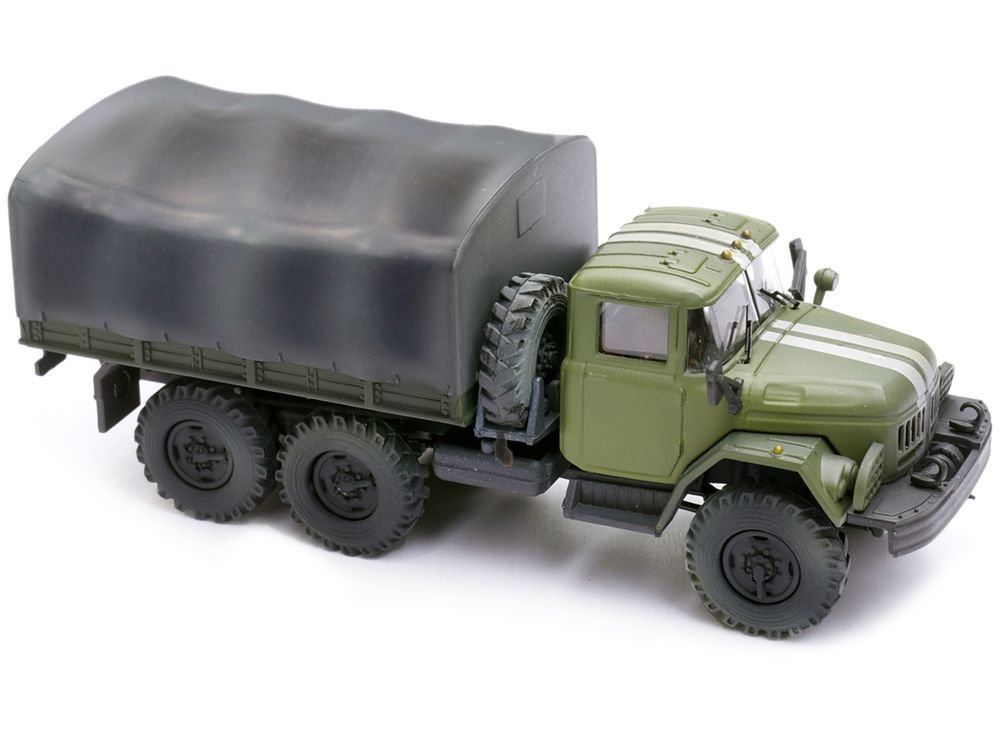 ZIL 131 Cargo Truck Green with White Stripes "Ukrainian Ground Forces" 1/72 Diecast Model by Legion view 3