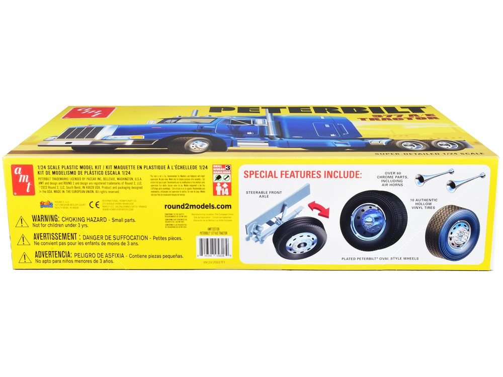 Skill 3 Model Kit Peterbilt 377 A/E Truck Tractor 1/24 Scale Model by AMT view 2
