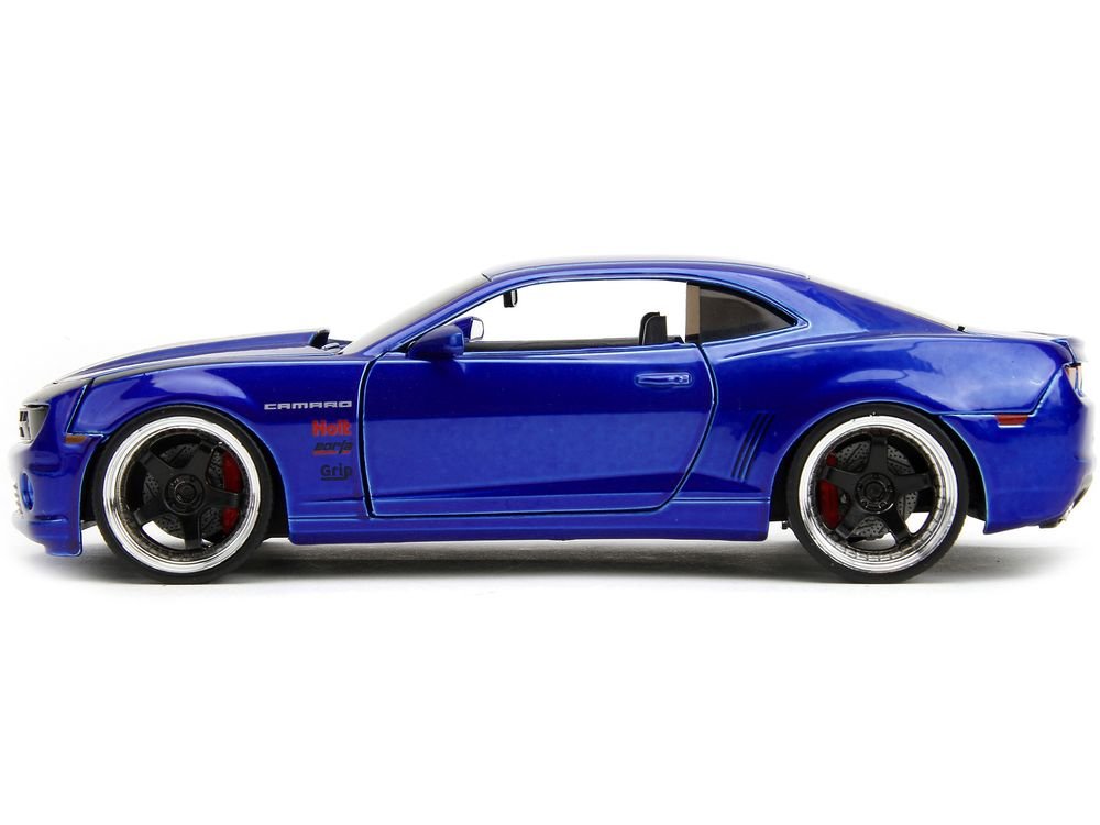 2010 Chevrolet Camaro Candy Blue with Black Hood "Bigtime Muscle" Series 1/24 Diecast Model Car by Jada view 3