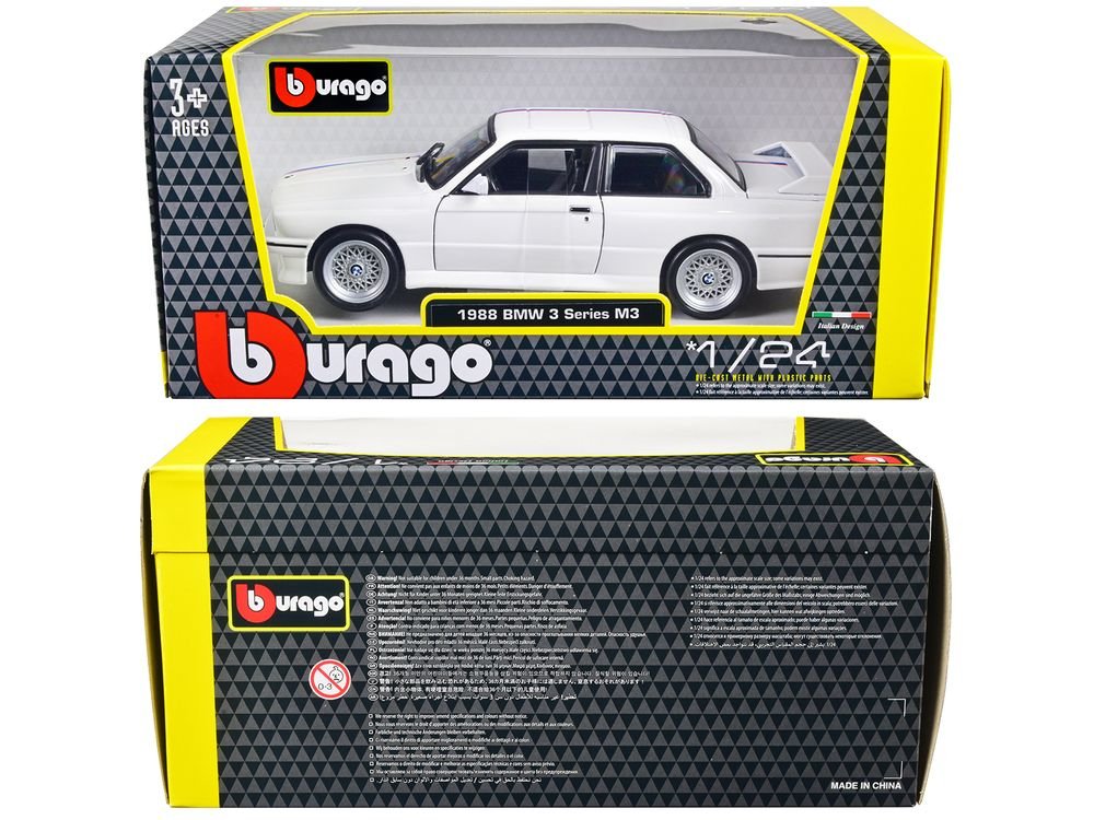 1988 BMW 3 Series M3 E30 White 1/24 Diecast Model Car by Bburago view 2