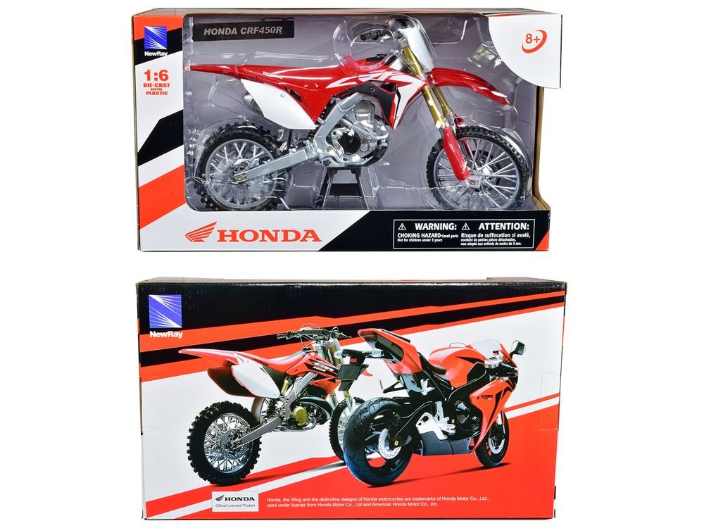 Honda CRF450R Dirt Bike Motorcycle Red and White 1/6 Diecast Model by New Ray view 3