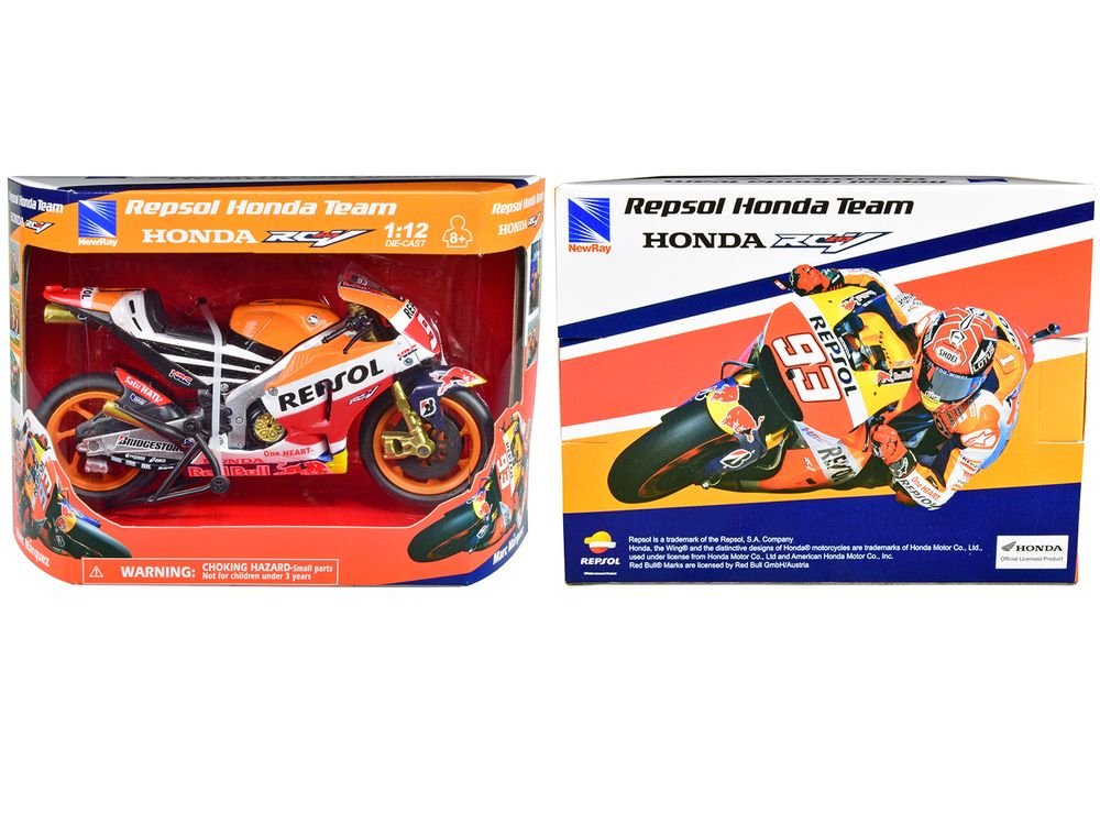 Honda RC213V Motorcycle #93 Marc Marquez "Repsol Honda Team" MotoGP (2015) 1/12 Diecast Model by New Ray view 3