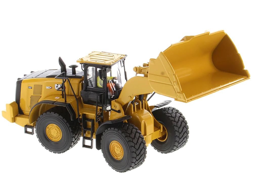 CAT Caterpillar 982 XE Wheel Loader Yellow with Operator "High Line Series" 1/50 Diecast Model by Diecast Masters view 3